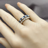 Anillo Multi Piedra 01.266.0087.3 Rodio Laminado, con Zirconia Cubica Zafiro Azul y Blanca, Pulido, Rodinado (Talla Unica)