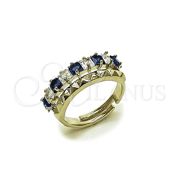 Anillo Multi Piedra 01.266.0087.3 Rodio Laminado, con Zirconia Cubica Zafiro Azul y Blanca, Pulido, Rodinado (Talla Unica)