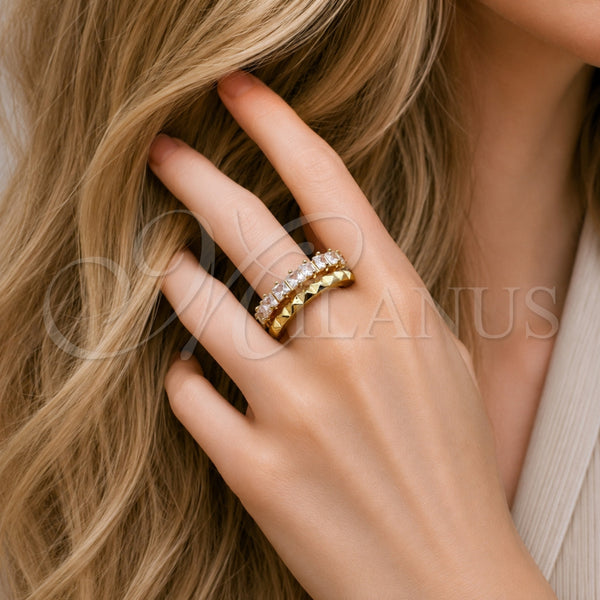 Anillo Multi Piedra 01.266.0087.4 Oro Laminado, con Zirconia Cubica Blanca, Pulido, Tono Dorado (Talla Unica)
