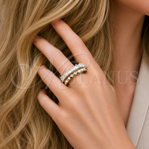 Anillo Multi Piedra 01.266.0087.5 Rodio Laminado, con Zirconia Cubica Blanca, Pulido, Rodinado (Talla Unica)