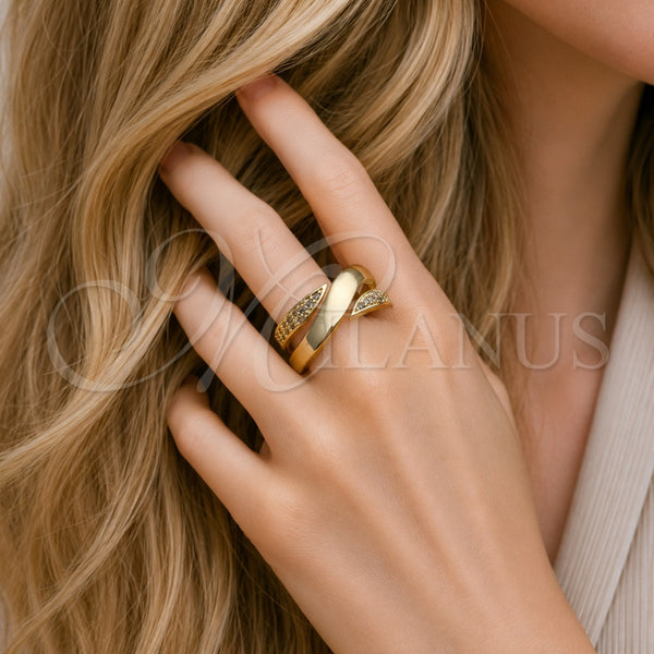 Anillo Multi Piedra 01.266.0088 Oro Laminado, con Zirconia Cubica Blanca, Pulido, Tono Dorado (Talla Unica)