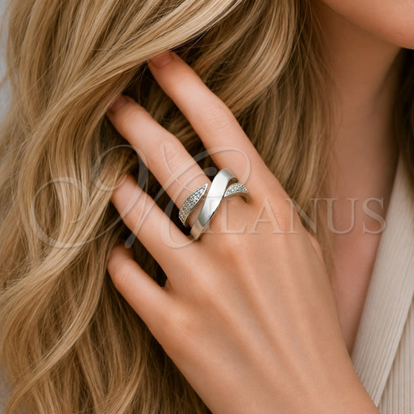 Anillo Multi Piedra 01.266.0088.1 Rodio Laminado, con Zirconia Cubica Blanca, Pulido, Rodinado (Talla Unica)