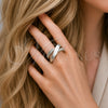Anillo Multi Piedra 01.266.0088.1 Rodio Laminado, con Zirconia Cubica Blanca, Pulido, Rodinado (Talla Unica)