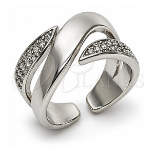 Anillo Multi Piedra 01.266.0088.1 Oro Laminado Blanco, con Zirconia Cubica Blanca, Pulido, Rodinado (Talla Unica)