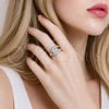 Anillo Multi Piedra 01.266.0089.1 Rodio Laminado, Diseño de Hebilla del Cinturón, con Zirconia Cubica Blanca, Pulido, Rodinado (Talla Unica)
