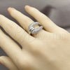 Anillo Multi Piedra 01.266.0089.1 Rodio Laminado, Diseño de Hebilla del Cinturón, con Zirconia Cubica Blanca, Pulido, Rodinado (Talla Unica)