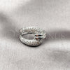Anillo Multi Piedra 01.266.0089.1 Rodio Laminado, Diseño de Hebilla del Cinturón, con Zirconia Cubica Blanca, Pulido, Rodinado (Talla Unica)