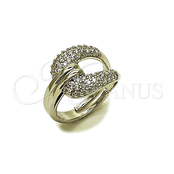 Anillo Multi Piedra 01.266.0089.1 Rodio Laminado, Diseño de Hebilla del Cinturón, con Zirconia Cubica Blanca, Pulido, Rodinado (Talla Unica)