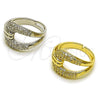 Anillo Multi Piedra 01.266.0089.1 Rodio Laminado, Diseño de Hebilla del Cinturón, con Zirconia Cubica Blanca, Pulido, Rodinado (Talla Unica)