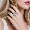 Anillo Multi Piedra 01.266.0090.1 Rodio Laminado, con Micro Pave Blanca, Pulido, Rodinado (Talla Unica)