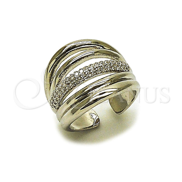 Anillo Multi Piedra 01.266.0090.1 Rodio Laminado, con Micro Pave Blanca, Pulido, Rodinado (Talla Unica)