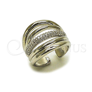 Anillo Multi Piedra 01.266.0090.1 Rodio Laminado, con Micro Pave Blanca, Pulido, Rodinado (Talla Unica)