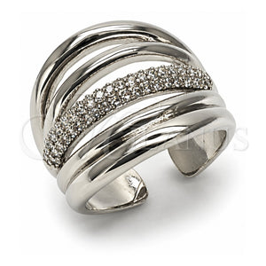 Anillo Multi Piedra 01.266.0090.1 Oro Laminado Blanco, con Micro Pave Blanca, Pulido, Rodinado (Talla Unica)