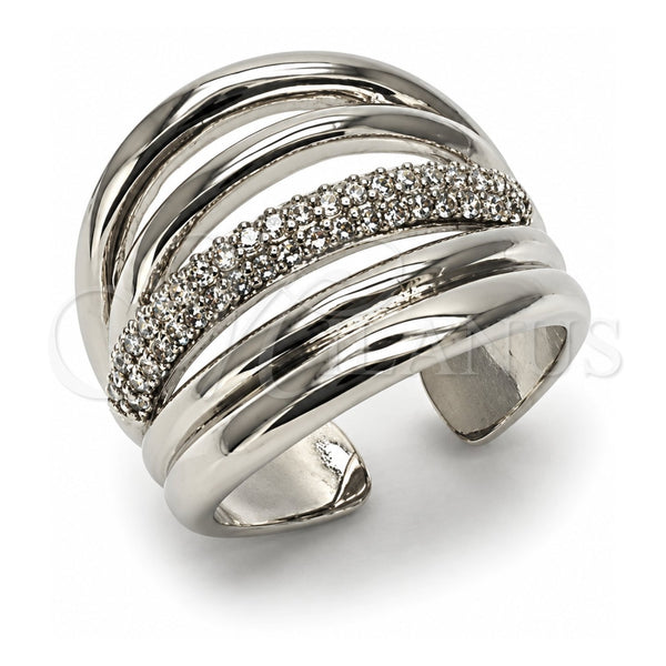 Anillo Multi Piedra 01.266.0090.1 Oro Laminado Blanco, con Micro Pave Blanca, Pulido, Rodinado (Talla Unica)