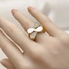 Anillo Multi Piedra 01.266.0091 Oro Laminado, Diseño de Gota, con Zirconia Cubica Blanca, Pulido, Tono Dorado (Talla Unica)