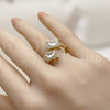 Anillo Multi Piedra 01.266.0092 Oro Laminado, Diseño de Cluster y Baguette, con Zirconia Cubica Blanca y Micro Pave Blanca, Pulido, Tono Dorado (Talla Unica)