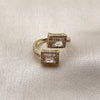 Anillo Multi Piedra 01.266.0092 Oro Laminado, Diseño de Cluster y Baguette, con Zirconia Cubica Blanca y Micro Pave Blanca, Pulido, Tono Dorado (Talla Unica)