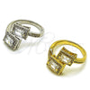 Anillo Multi Piedra 01.266.0092 Oro Laminado, Diseño de Cluster y Baguette, con Zirconia Cubica Blanca y Micro Pave Blanca, Pulido, Tono Dorado (Talla Unica)