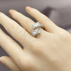 Anillo Multi Piedra 01.266.0092.1 Rodio Laminado, Diseño de Cluster, con Zirconia Cubica Blanca y Micro Pave Blanca, Pulido, Rodinado (Talla Unica)