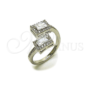 Anillo Multi Piedra 01.266.0092.1 Rodio Laminado, Diseño de Cluster, con Zirconia Cubica Blanca y Micro Pave Blanca, Pulido, Rodinado (Talla Unica)