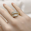 Anillo Multi Piedra 01.266.0093 Oro Laminado, Diseño de Cluster y Gota, con Zirconia Cubica Blanca, Pulido, Tono Dorado (Talla Unica)