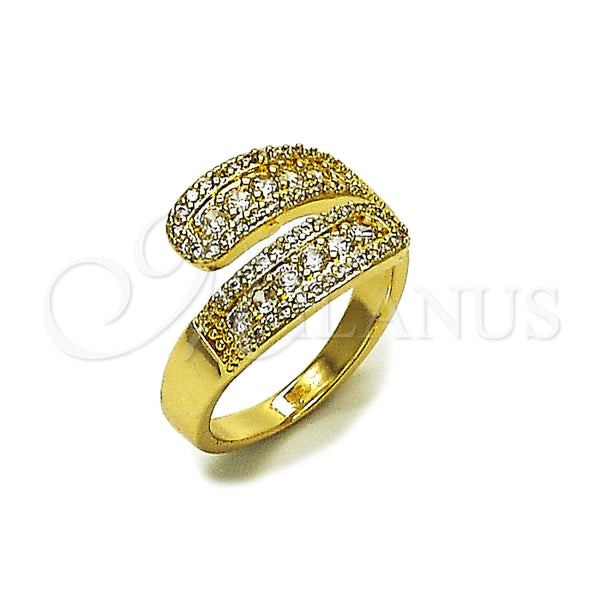 Anillo Multi Piedra 01.266.0093 Oro Laminado, Diseño de Cluster y Gota, con Zirconia Cubica Blanca, Pulido, Tono Dorado (Talla Unica)