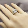 Anillo Multi Piedra 01.266.0093.1 Rodio Laminado, Diseño de Cluster y Gota, con Zirconia Cubica Blanca, Pulido, Rodinado (Talla Unica)