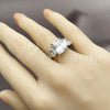 Anillo Multi Piedra 01.266.0094 Oro Laminado, Diseño de Baguette, con Zirconia Cubica Blanca, Pulido, Tono Dorado (Talla Unica)