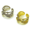 Anillo Multi Piedra 01.266.0095 Oro Laminado, Diseño de Bambu, con Zirconia Cubica Blanca y Micro Pave Blanca, Pulido, Tono Dorado (Talla Unica)
