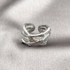 Anillo Multi Piedra 01.266.0095.1 Rodio Laminado, Diseño de Bambu, con Zirconia Cubica Blanca y Micro Pave Blanca, Pulido, Rodinado (Talla Unica)