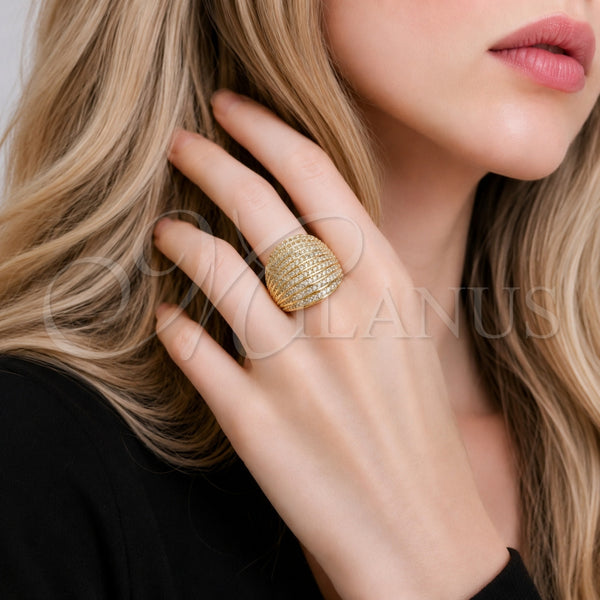 Anillo Multi Piedra 01.266.0096 Oro Laminado, con Zirconia Cubica Blanca, Pulido, Tono Dorado (Talla Unica)