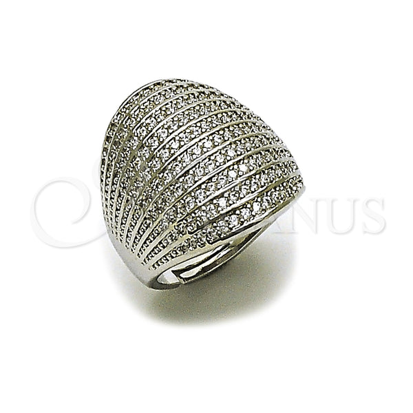 Anillo Multi Piedra 01.266.0096.1 Rodio Laminado, con Zirconia Cubica Blanca, Pulido, Rodinado (Talla Unica)