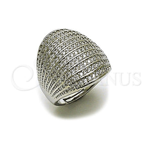 Anillo Multi Piedra 01.266.0096.1 Rodio Laminado, con Zirconia Cubica Blanca, Pulido, Rodinado (Talla Unica)