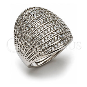 Anillo Multi Piedra 01.266.0096.1 Oro Laminado Blanco, con Zirconia Cubica Blanca, Pulido, Rodinado (Talla Unica)