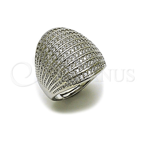 Anillo Multi Piedra 01.266.0096.1 Rodio Laminado, con Zirconia Cubica Blanca, Pulido, Rodinado (Talla Unica)