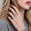 Anillo Multi Piedra 01.266.0097 Oro Laminado, con Zirconia Cubica Blanca, Pulido, Tono Dorado (Talla Unica)