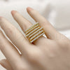 Anillo Multi Piedra 01.266.0097 Oro Laminado, con Zirconia Cubica Blanca, Pulido, Tono Dorado (Talla Unica)