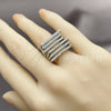 Anillo Multi Piedra 01.266.0097.1 Rodio Laminado, con Zirconia Cubica Blanca, Pulido, Rodinado (Talla Unica)