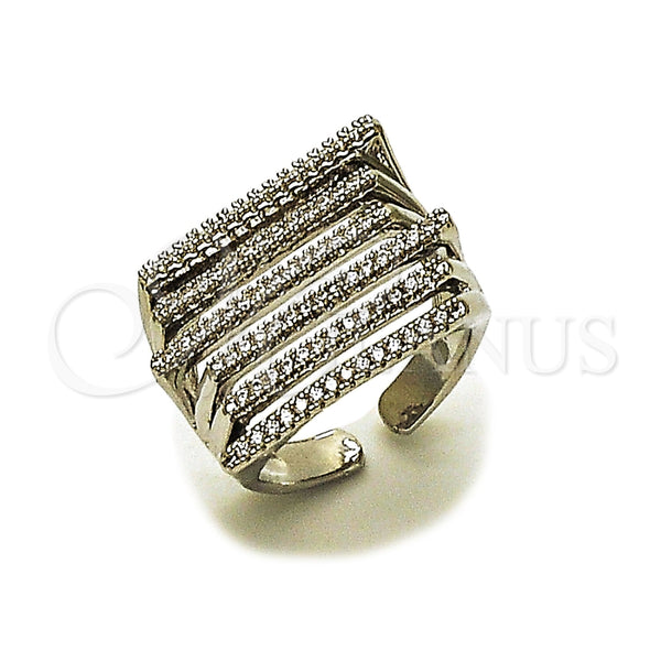 Anillo Multi Piedra 01.266.0097.1 Rodio Laminado, con Zirconia Cubica Blanca, Pulido, Rodinado (Talla Unica)