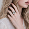 Anillo Multi Piedra 01.283.0059.1 Rodio Laminado, Diseño de Bola, con Zirconia Cubica Blanca, Pulido, Rodinado (Talla Unica)