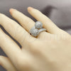 Anillo Multi Piedra 01.283.0059.1 Rodio Laminado, Diseño de Bola, con Zirconia Cubica Blanca, Pulido, Rodinado (Talla Unica)