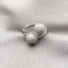 Anillo Multi Piedra 01.283.0059.1 Rodio Laminado, Diseño de Bola, con Zirconia Cubica Blanca, Pulido, Rodinado (Talla Unica)