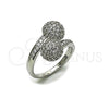 Anillo Multi Piedra 01.283.0059.1 Rodio Laminado, Diseño de Bola, con Zirconia Cubica Blanca, Pulido, Rodinado (Talla Unica)