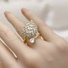 Anillo Multi Piedra 01.266.0098 Oro Laminado, Diseño de Oja y Baguette, con Zirconia Cubica Blanca, Pulido, Tono Dorado (Talla Unica)