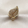 Anillo Multi Piedra 01.266.0098 Oro Laminado, Diseño de Oja y Baguette, con Zirconia Cubica Blanca, Pulido, Tono Dorado (Talla Unica)
