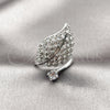Anillo Multi Piedra 01.266.0098.1 Rodio Laminado, Diseño de Oja y Baguette, con Zirconia Cubica Blanca, Pulido, Rodinado (Talla Unica)