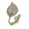 Anillo Multi Piedra 01.266.0098.1 Rodio Laminado, Diseño de Oja y Baguette, con Zirconia Cubica Blanca, Pulido, Rodinado (Talla Unica)