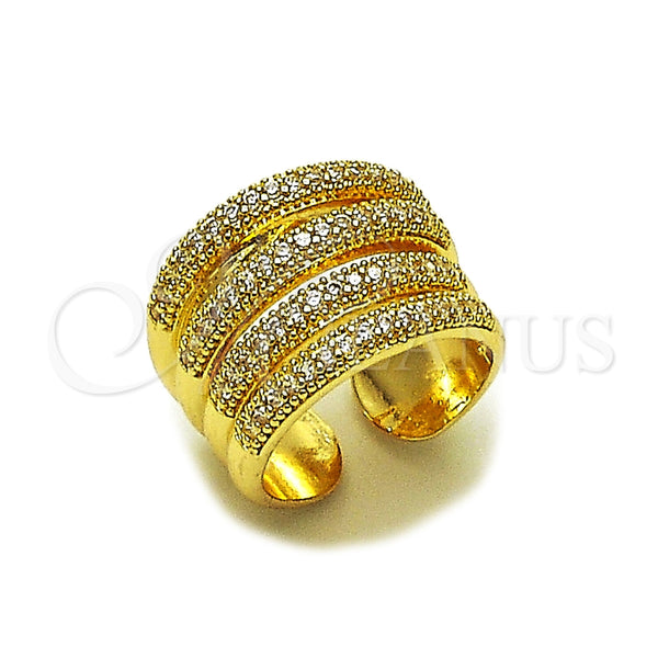Anillo Multi Piedra 01.266.0100 Oro Laminado, con Micro Pave Blanca, Pulido, Tono Dorado (Talla Unica)