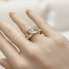 Anillo Multi Piedra 01.266.0101 Oro Laminado, Diseño de Miami Cubana y Baguette, con Zirconia Cubica Blanca, Pulido, Tono Dorado (Talla Unica)