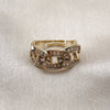 Anillo Multi Piedra 01.266.0101 Oro Laminado, Diseño de Miami Cubana y Baguette, con Zirconia Cubica Blanca, Pulido, Tono Dorado (Talla Unica)